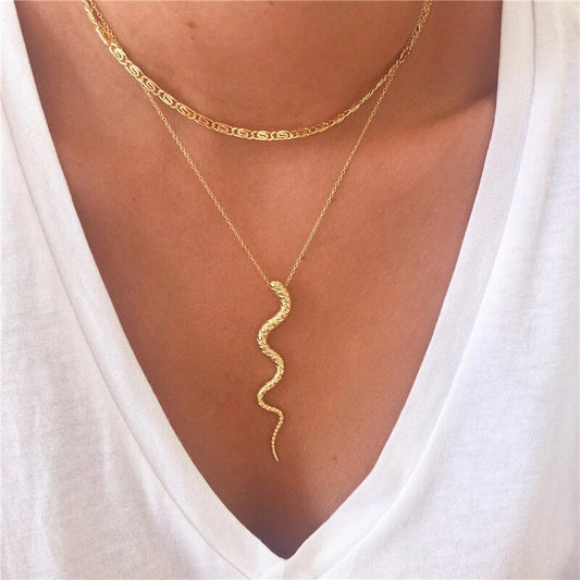 The Golden Fang I Serpent Pendant Necklace