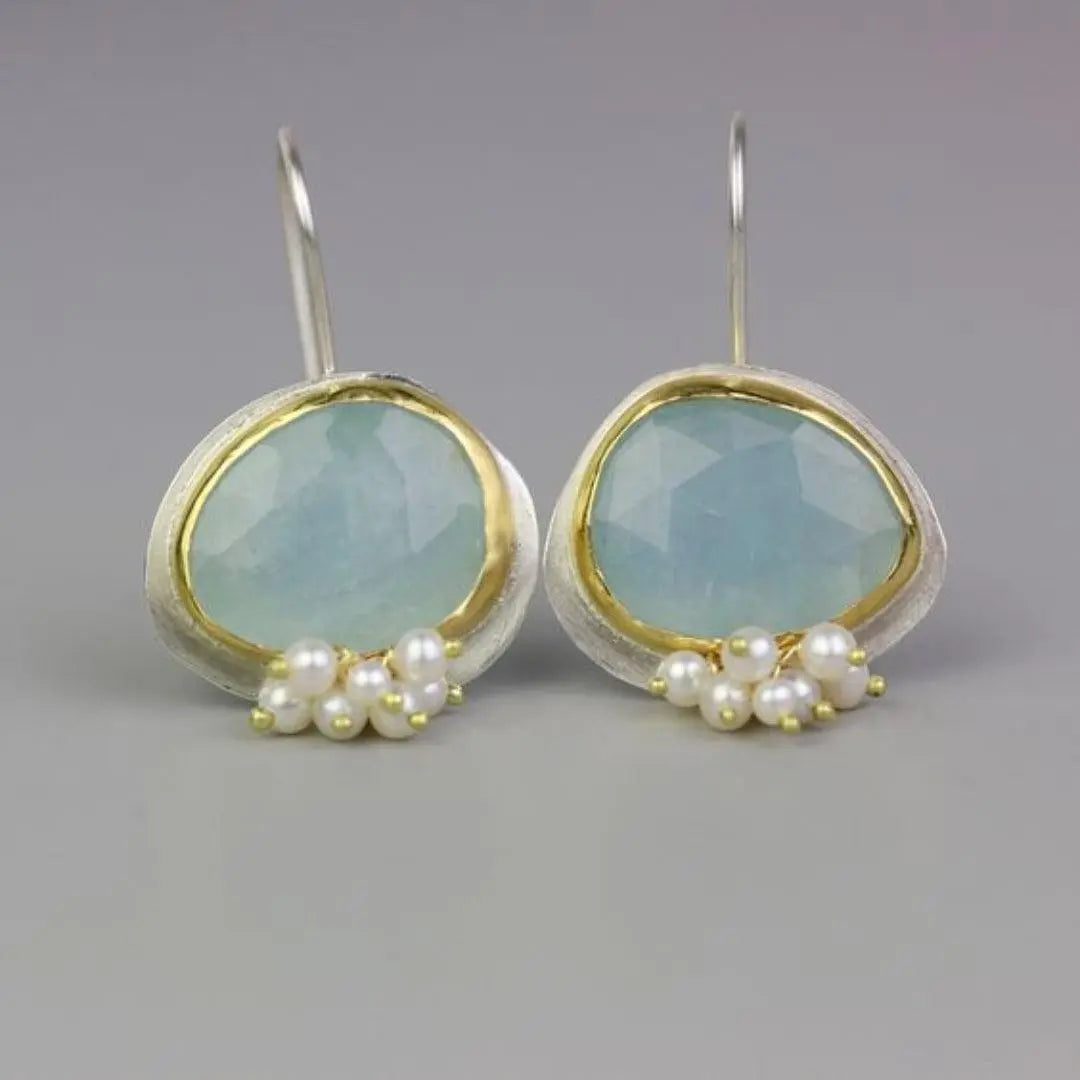 Vintage Light Blue Stone Earrings