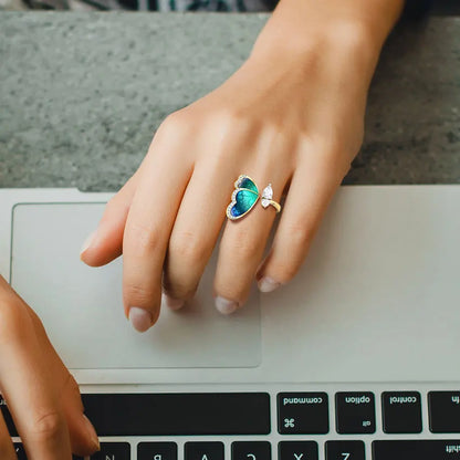 Clara Luna I Adjustable Blue Butterfly Ring