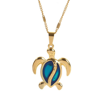 Gilded Shell I Blue Opal Gold Turtle Necklace