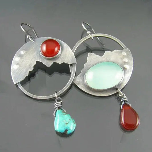 Vintage Landscape Earrings in Silver