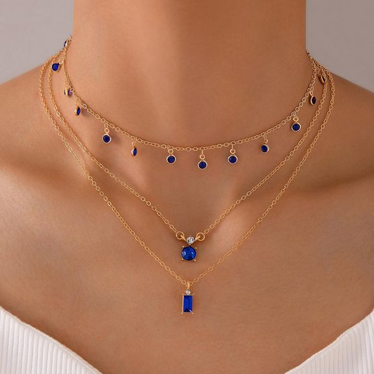 Aquora I Classy Golden Blue Necklace