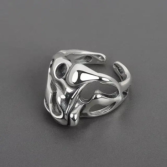 Irregular ring made of gold-plated silver